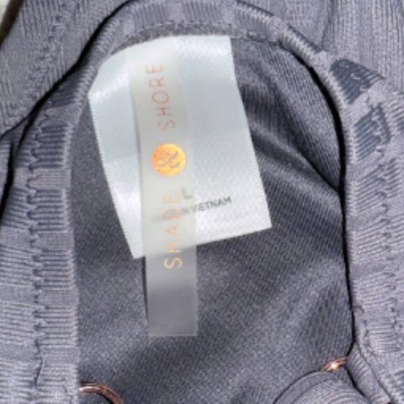 Dark Gray Ribbed One Piece Swimsuit Women Large Shade & Shore - Picture 9 of 10